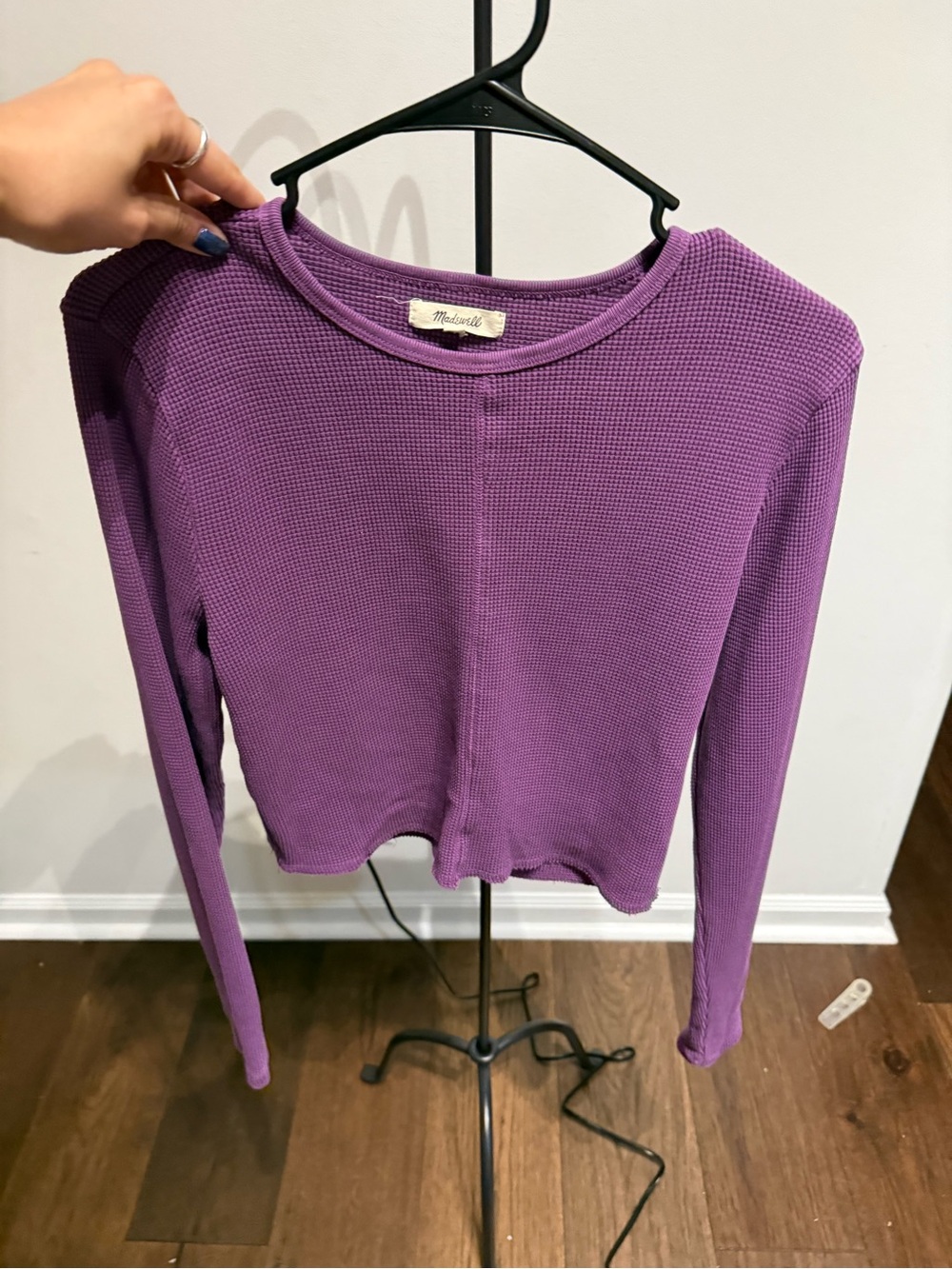 Madewell Violet Waffle-Knit Long Sleeve Top